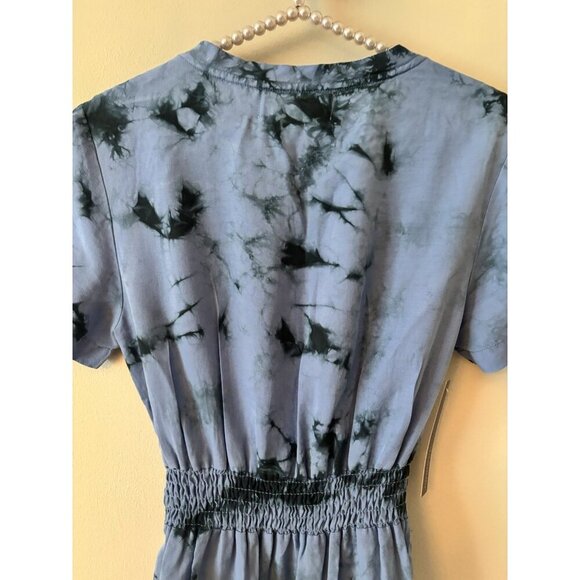 NWT Anthropologie Cloth & Stone Size Small Livi Blue Tie Dye V-Neck Mini Dress - Picture 4 of 6